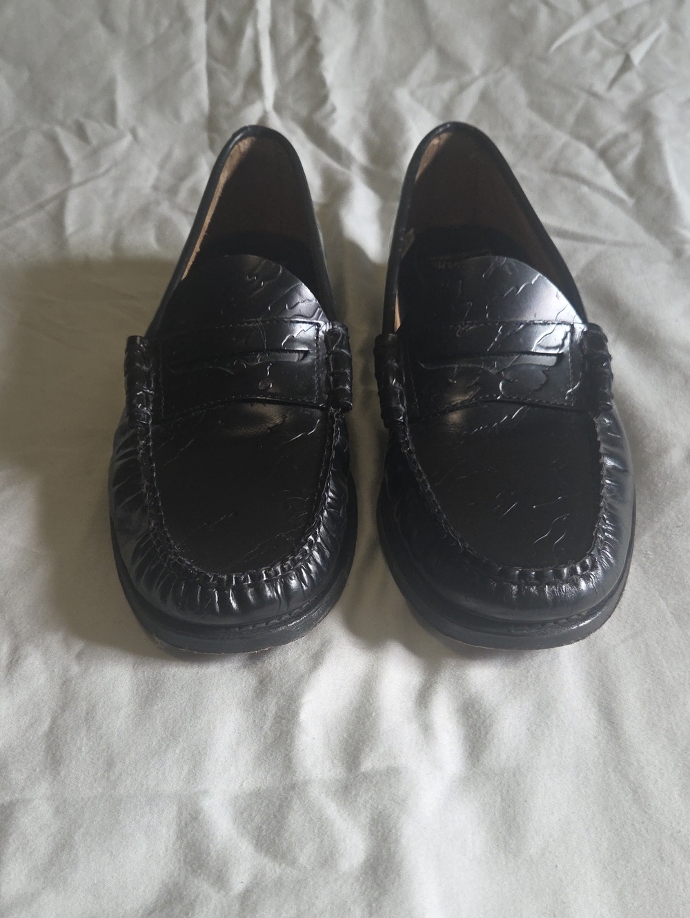 G.H. Bass & Co. for Maharishi Black " Larson" Leather Penny Loafers.